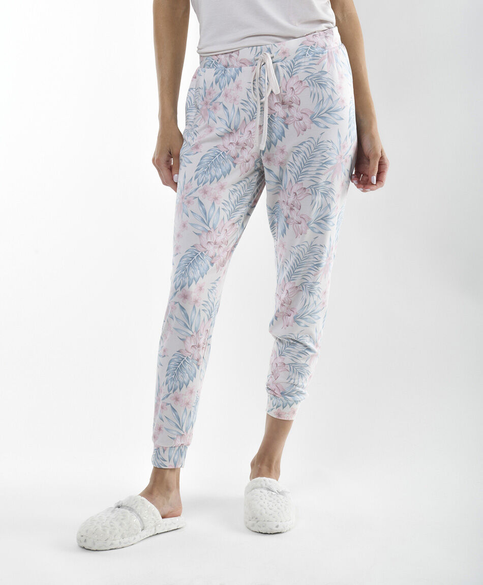Pijama mujer jaspeado tropical 2 piezas
