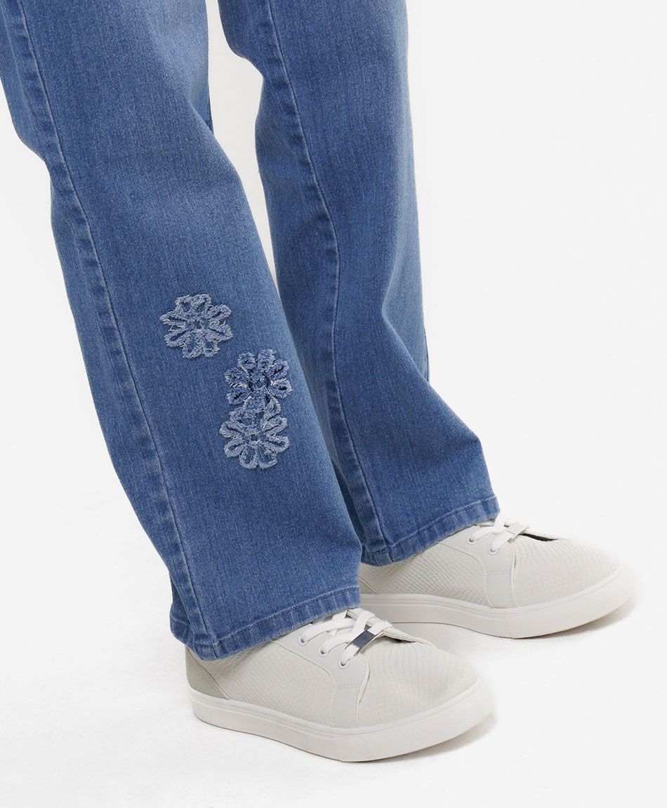 Jeans mujer bordado flores