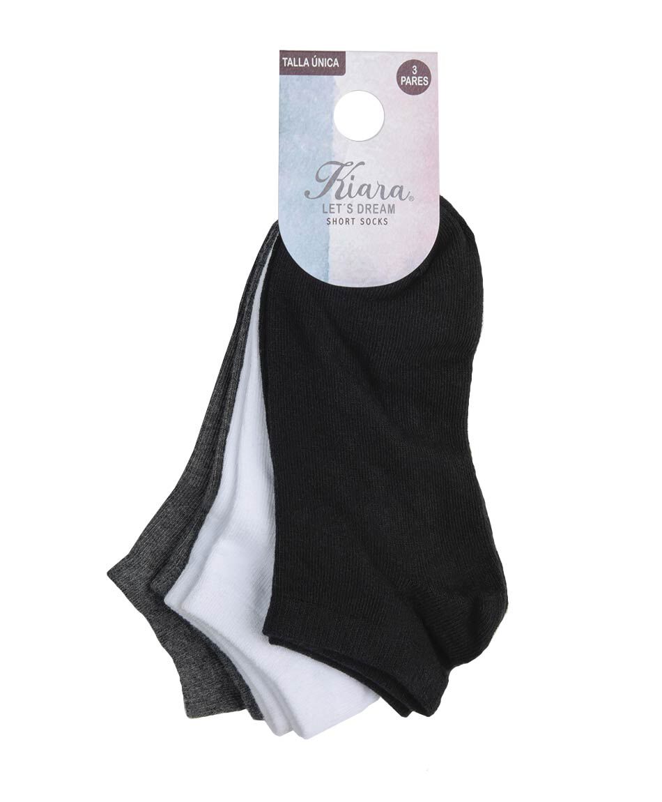 Pack 3 calcetines cortos mujer lisos