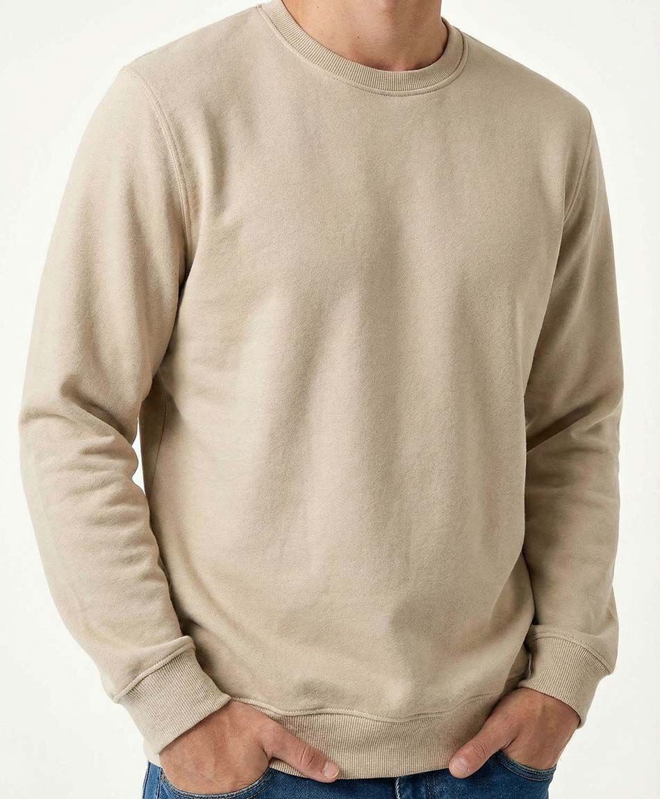Poler&oacute;n hombre cuello redondo beige