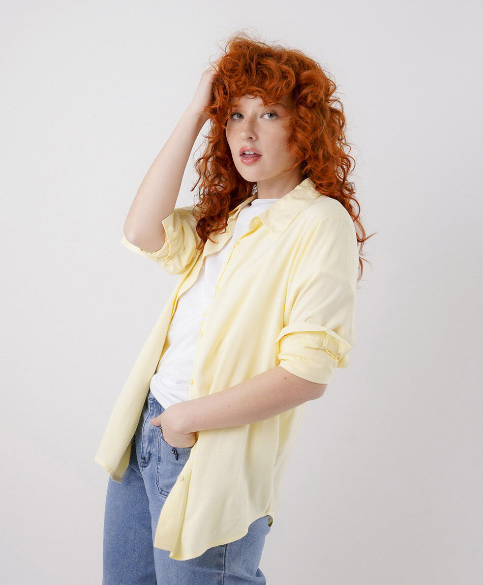 Blusa mujer camisera amarilla