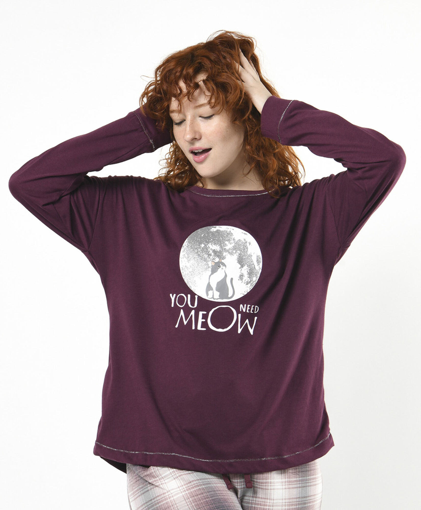 Pijama mujer gato y cuadros Pijama mujer gato y cuadros
