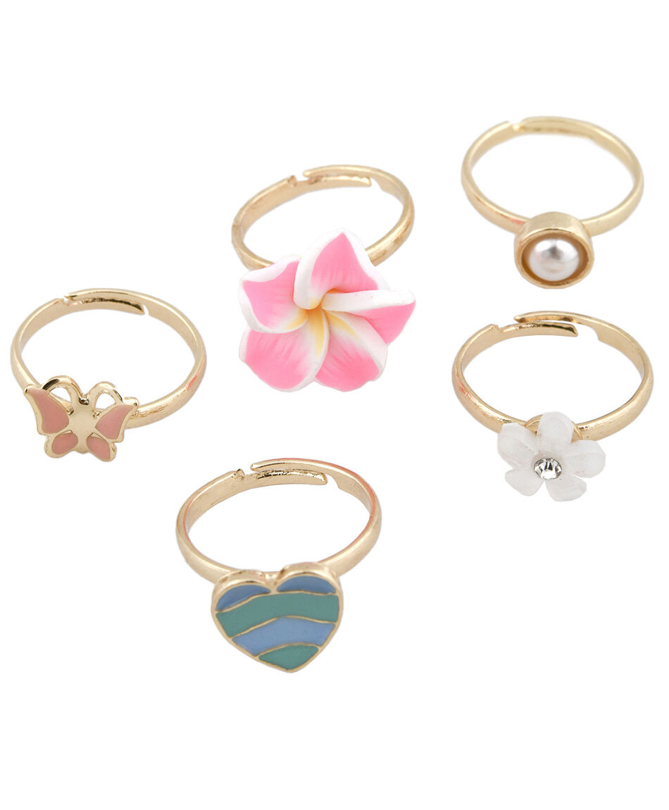 Set anillos dorado flor 5 piezas