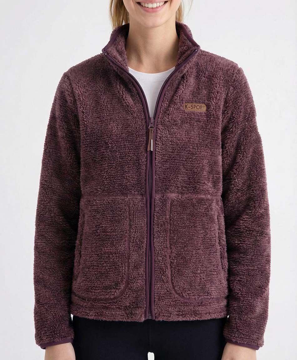 Polar deportivo mujer sin gorro burdeo