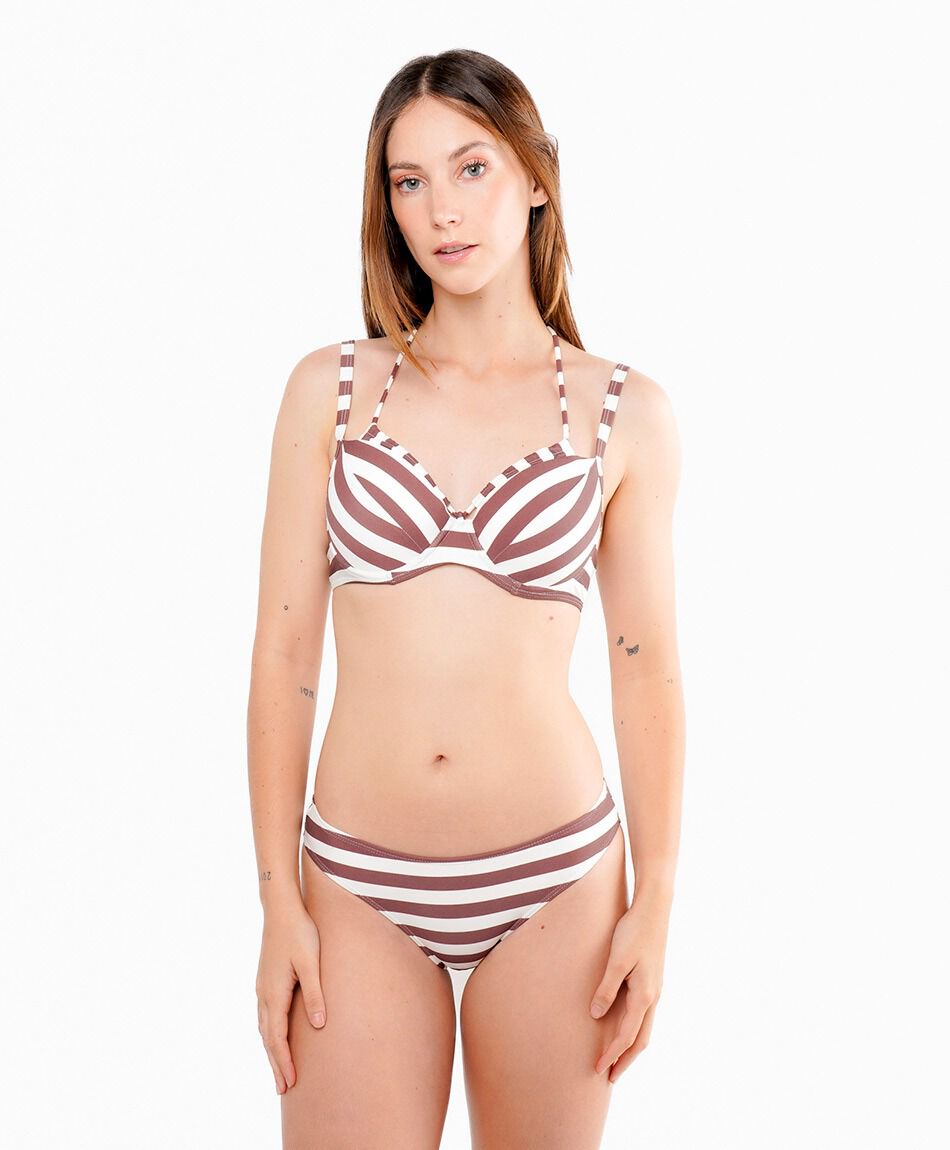 Bikini mujer l&iacute;neas chocolate