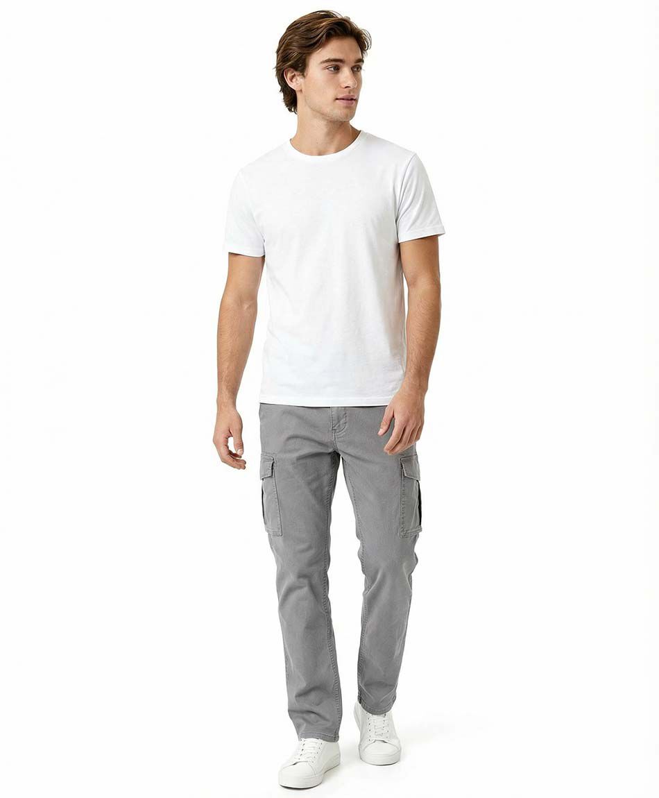 Pantal&oacute;n hombre liso cargo