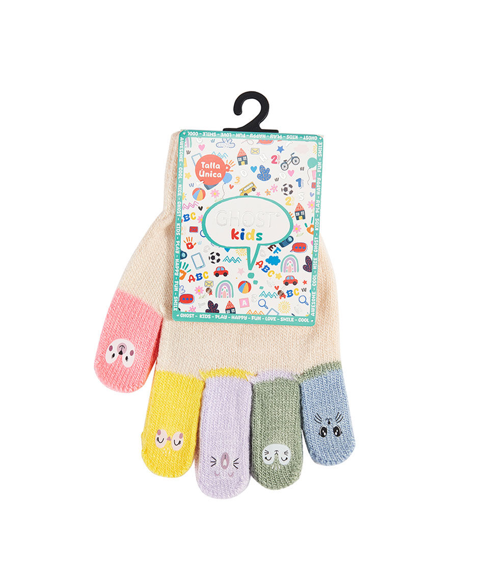 Guantes ni&ntilde;a dise&ntilde;o dedos caritas