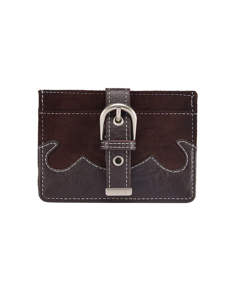 Tarjetero mujer suede hebilla