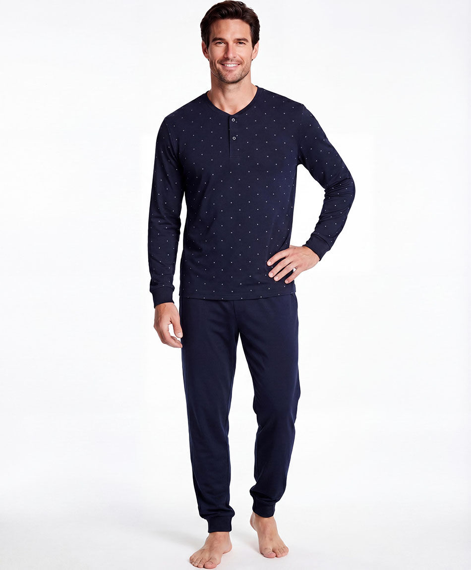 Pijama hombre c&iacute;rculos en contraste