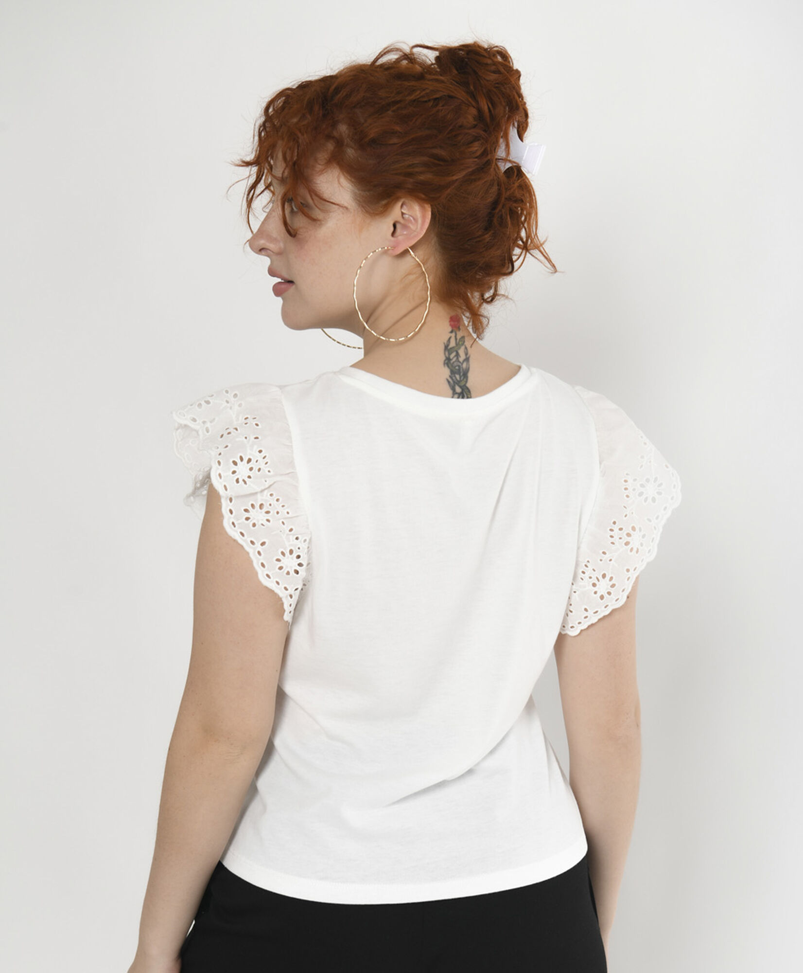 Polera mujer mangas broderie Polera mujer mangas broderie