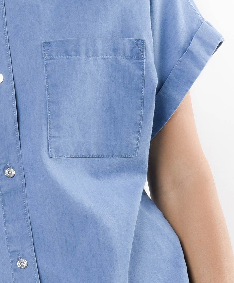 Blusa mujer denim manga corta