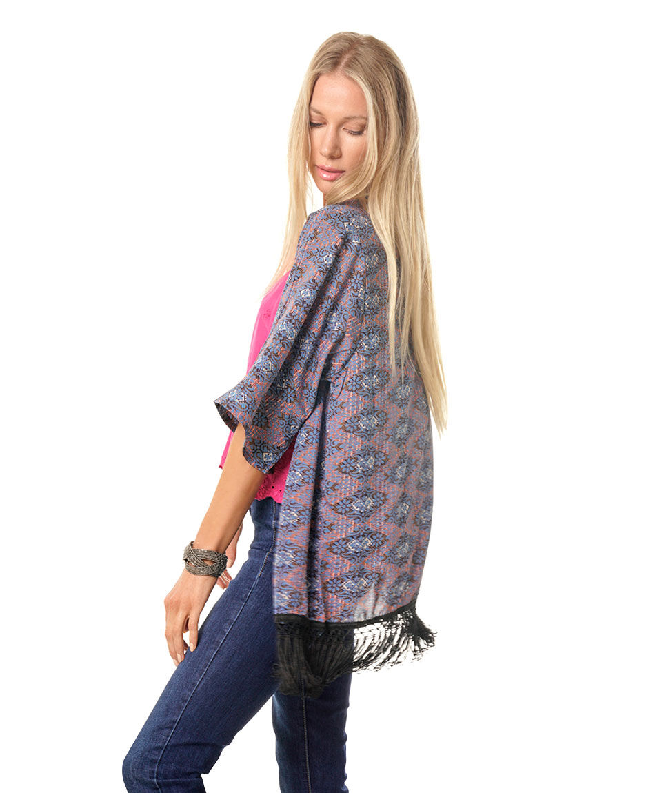 Kimono flecos redondo