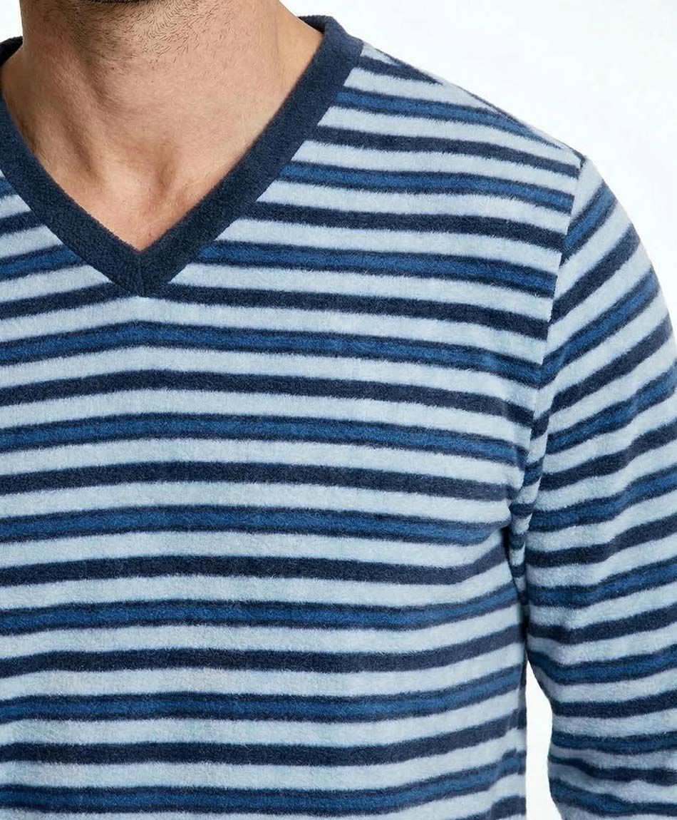 Pijama hombre polar l&iacute;neas azules