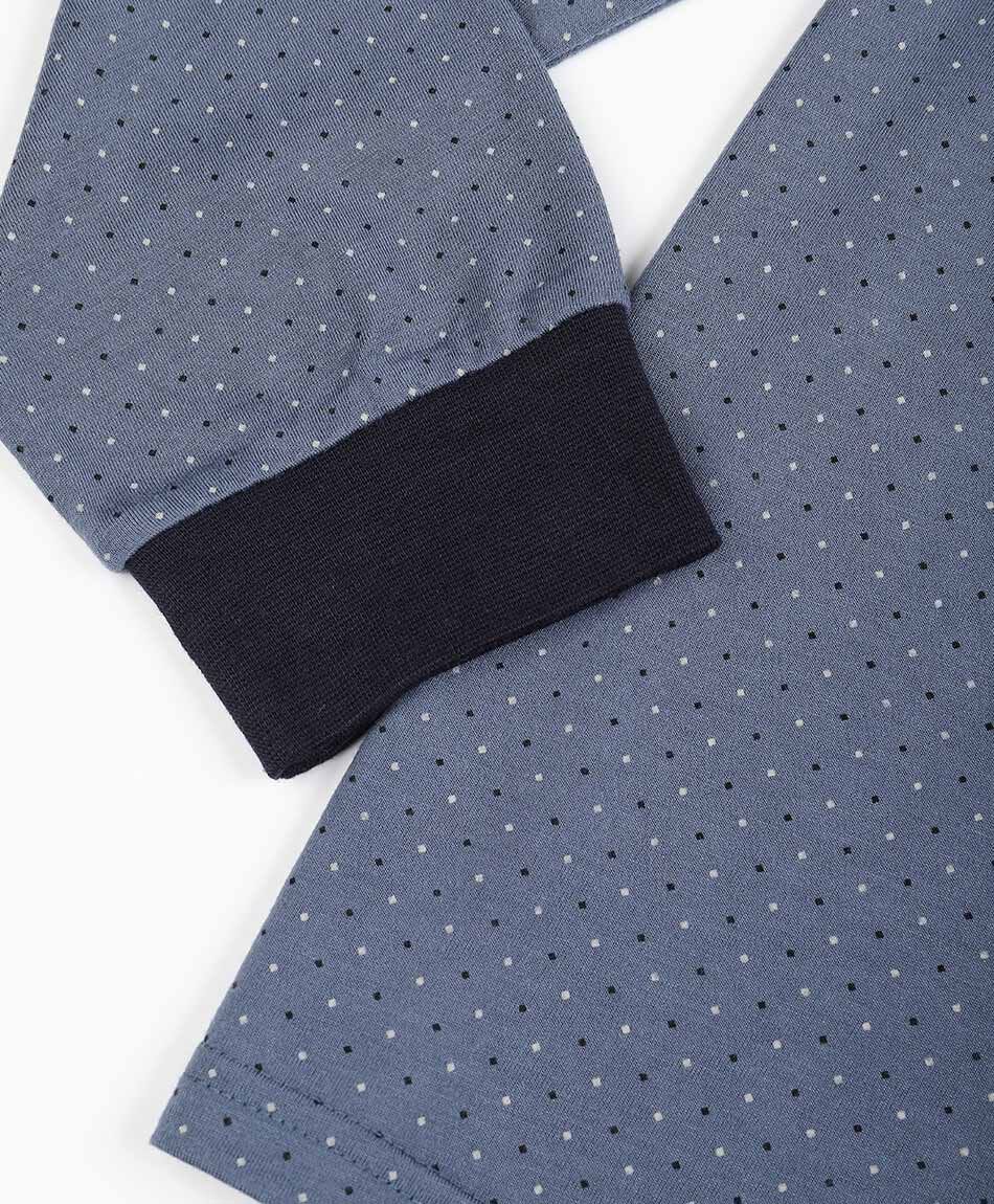 Pijama hombre cuello abotonado pu&ntilde;os rectos