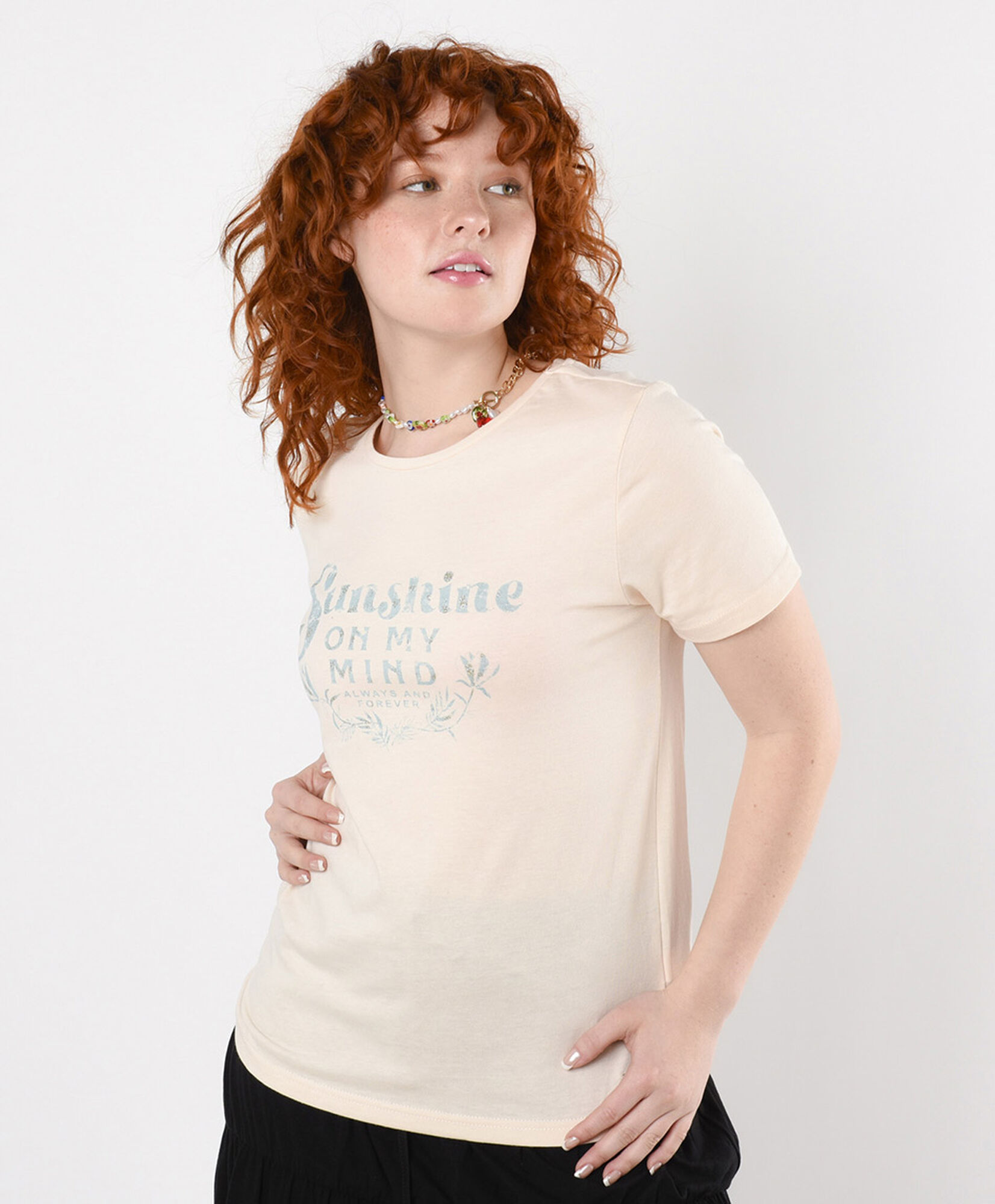 Polera mujer estampado sunshine brillos Polera mujer estampado sunshine brillos