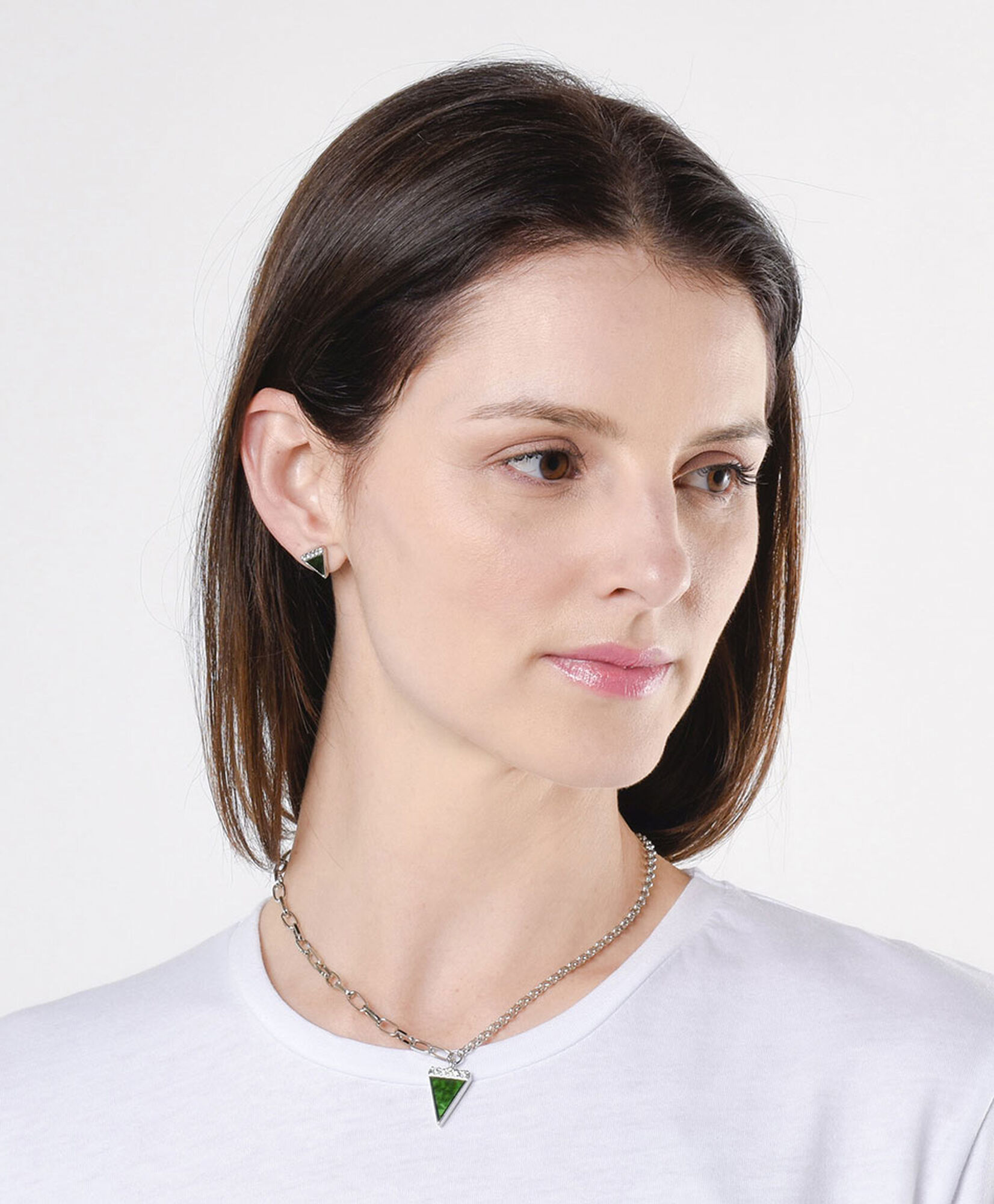 Set collar + aros mujer triángulos verdes Set collar + aros mujer triángulos verdes