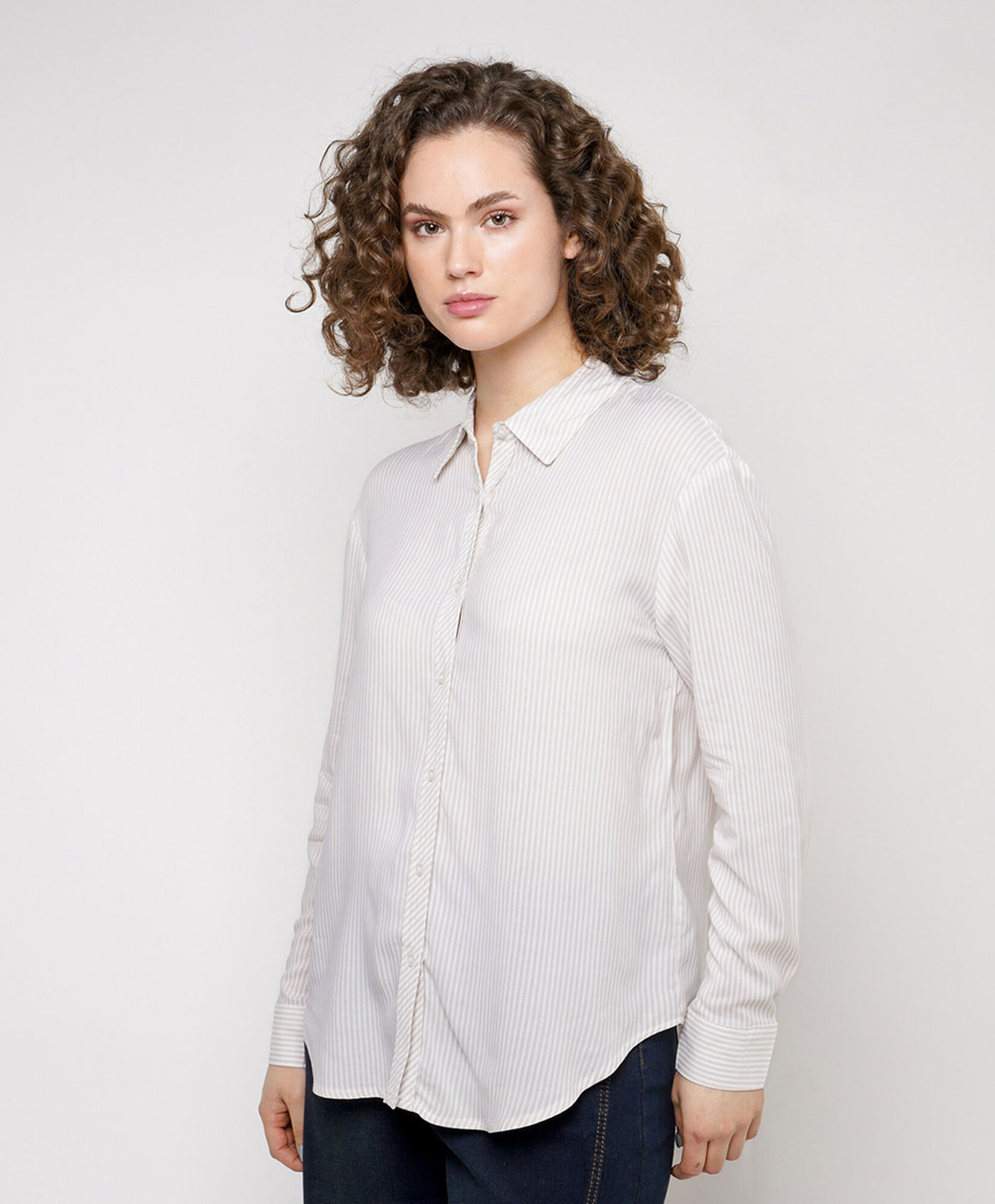 Blusa mujer líneas beige Blusa mujer líneas beige