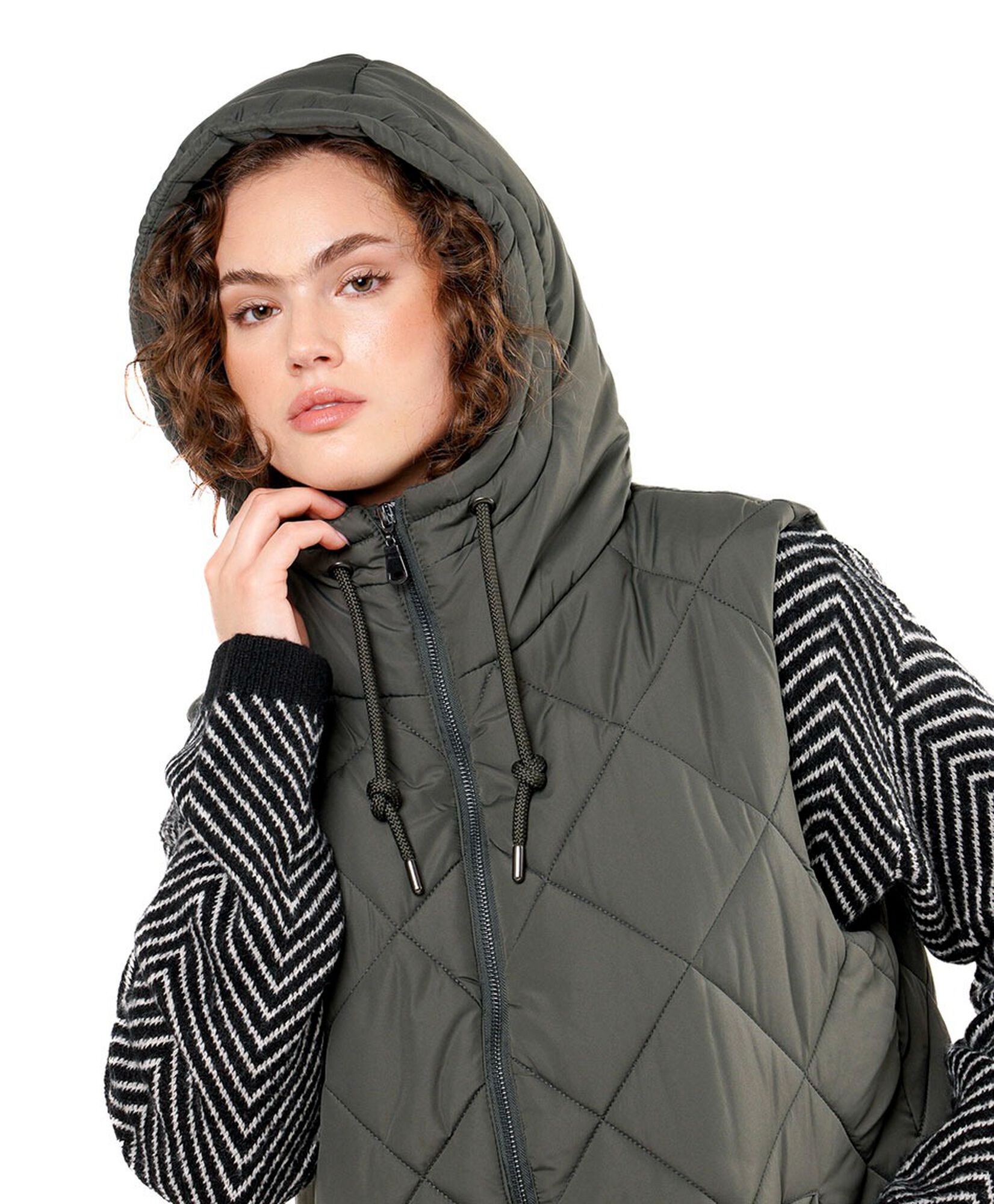 Parka mujer rombos larga sin mangas Parka mujer rombos larga sin mangas