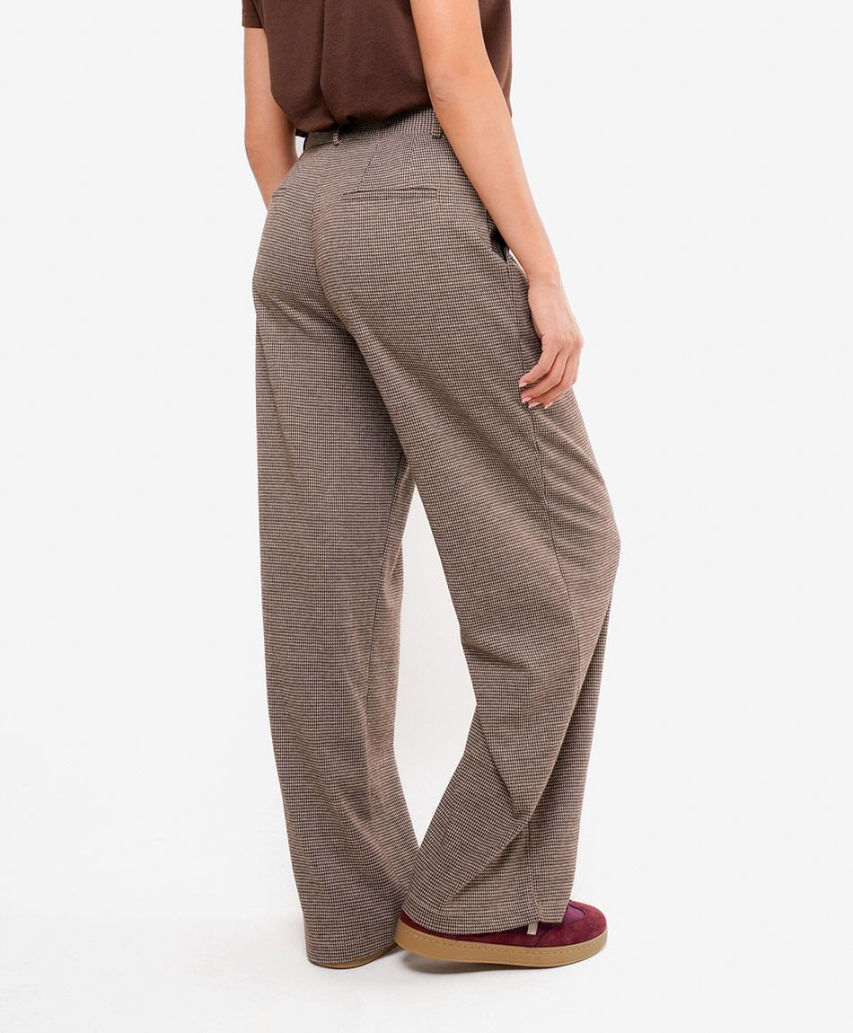 Pantal&oacute;n mujer mini check wide leg