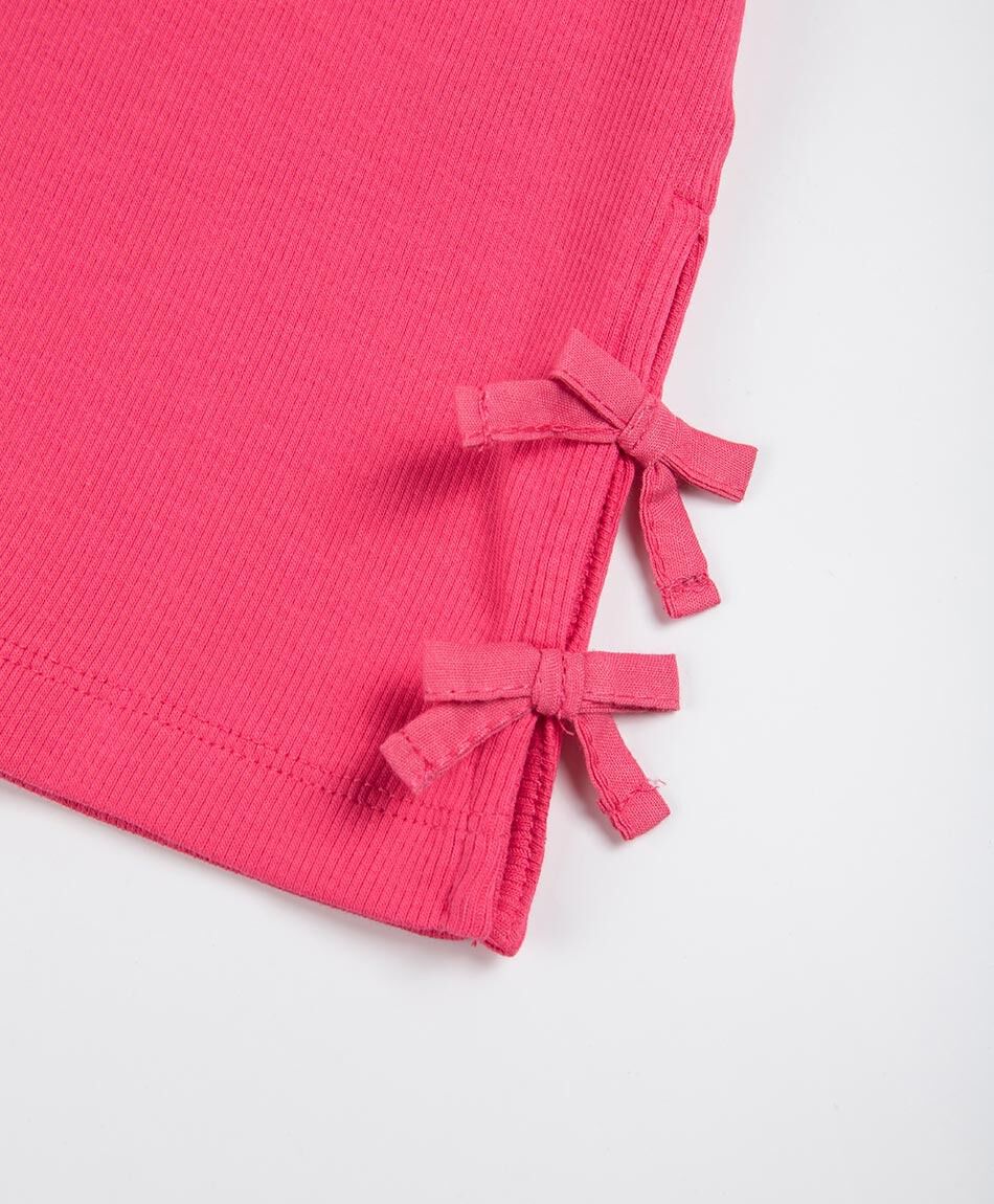Polera ni&ntilde;a doble lazos fucsia