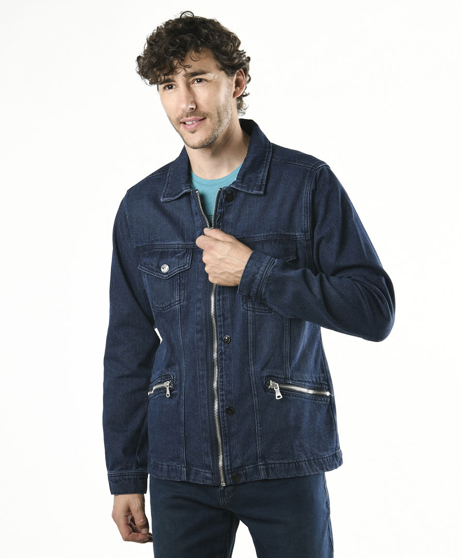 Chaqueta hombre denim cierres