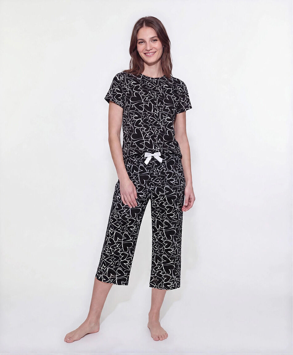 Pijama mujer capri corazones