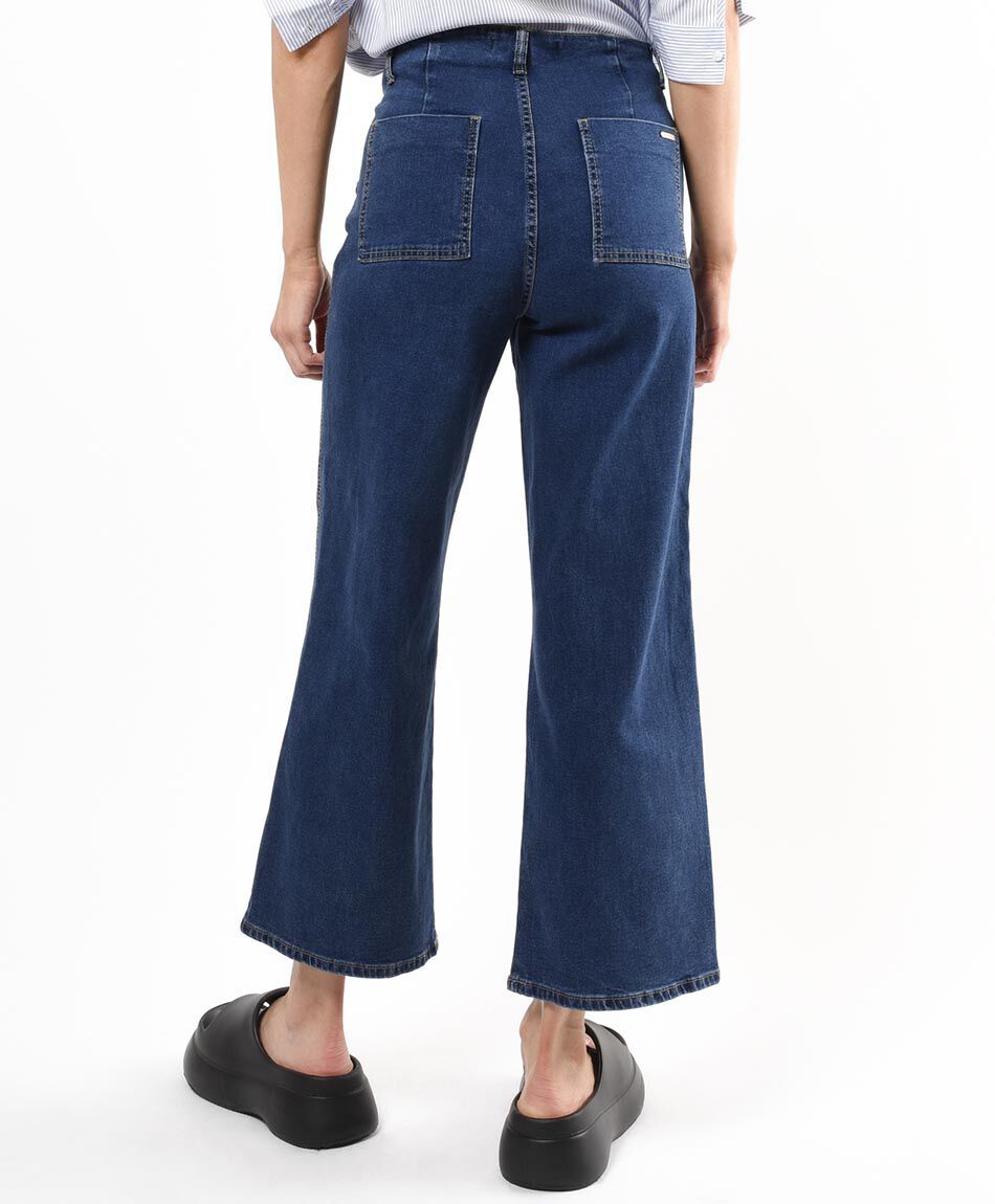 Jeans mujer botones wide