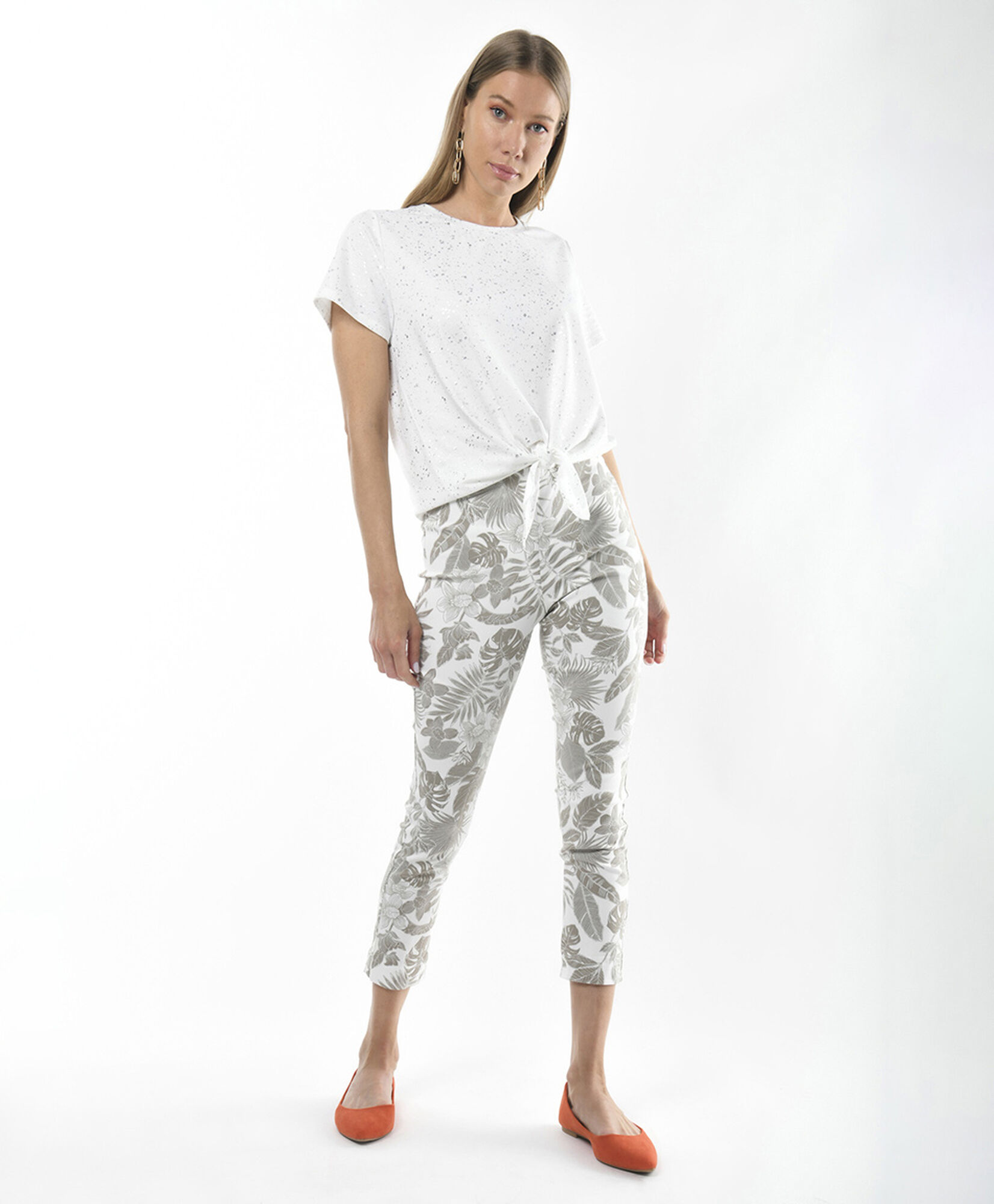 Pantalón mujer tropical bicolor skinny fit Pantalón mujer tropical bicolor skinny fit