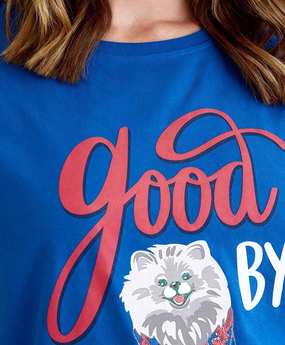 Pijama mujer short perrito floreado