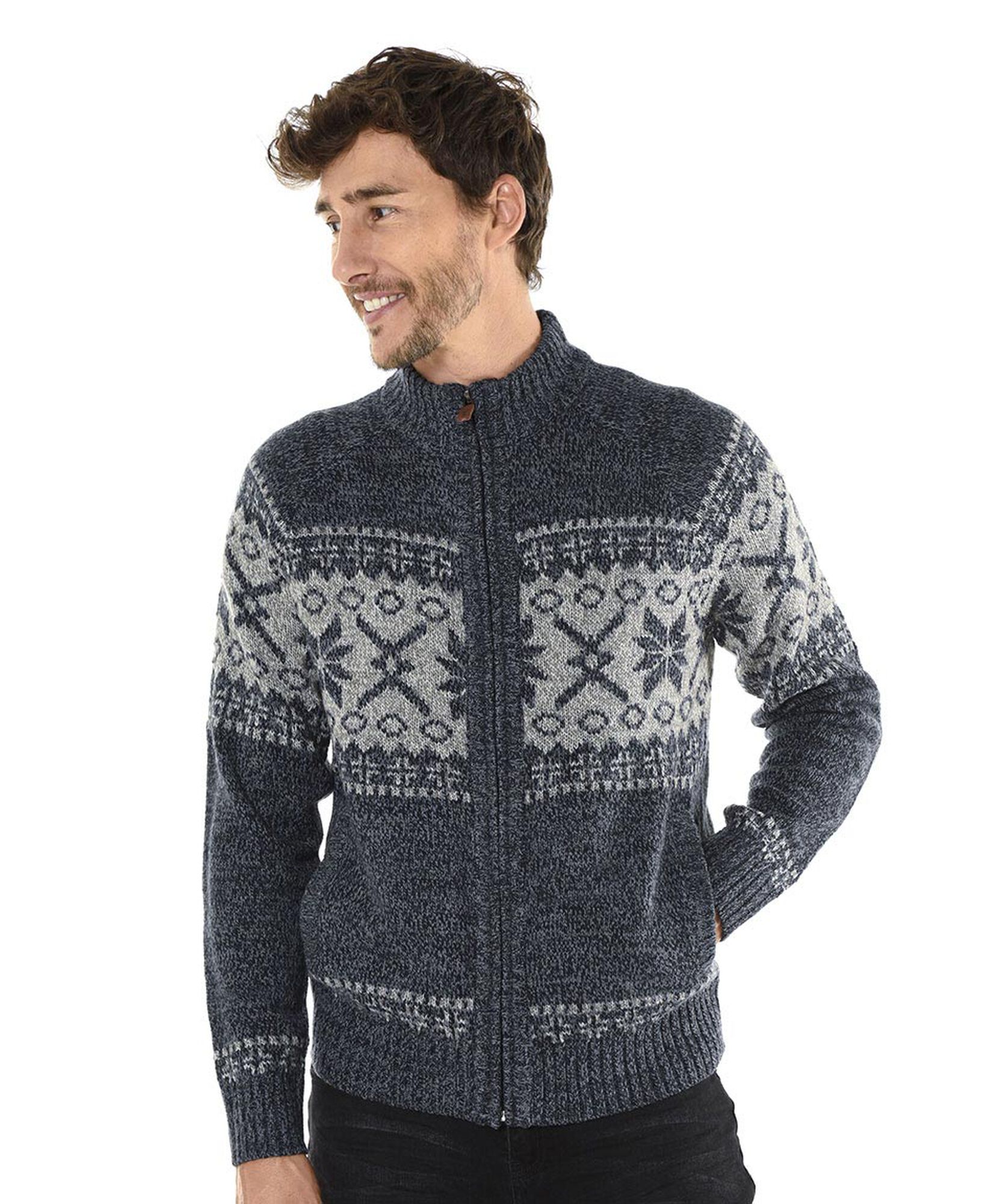 Sweater con cierre cuello redondo TRICOT