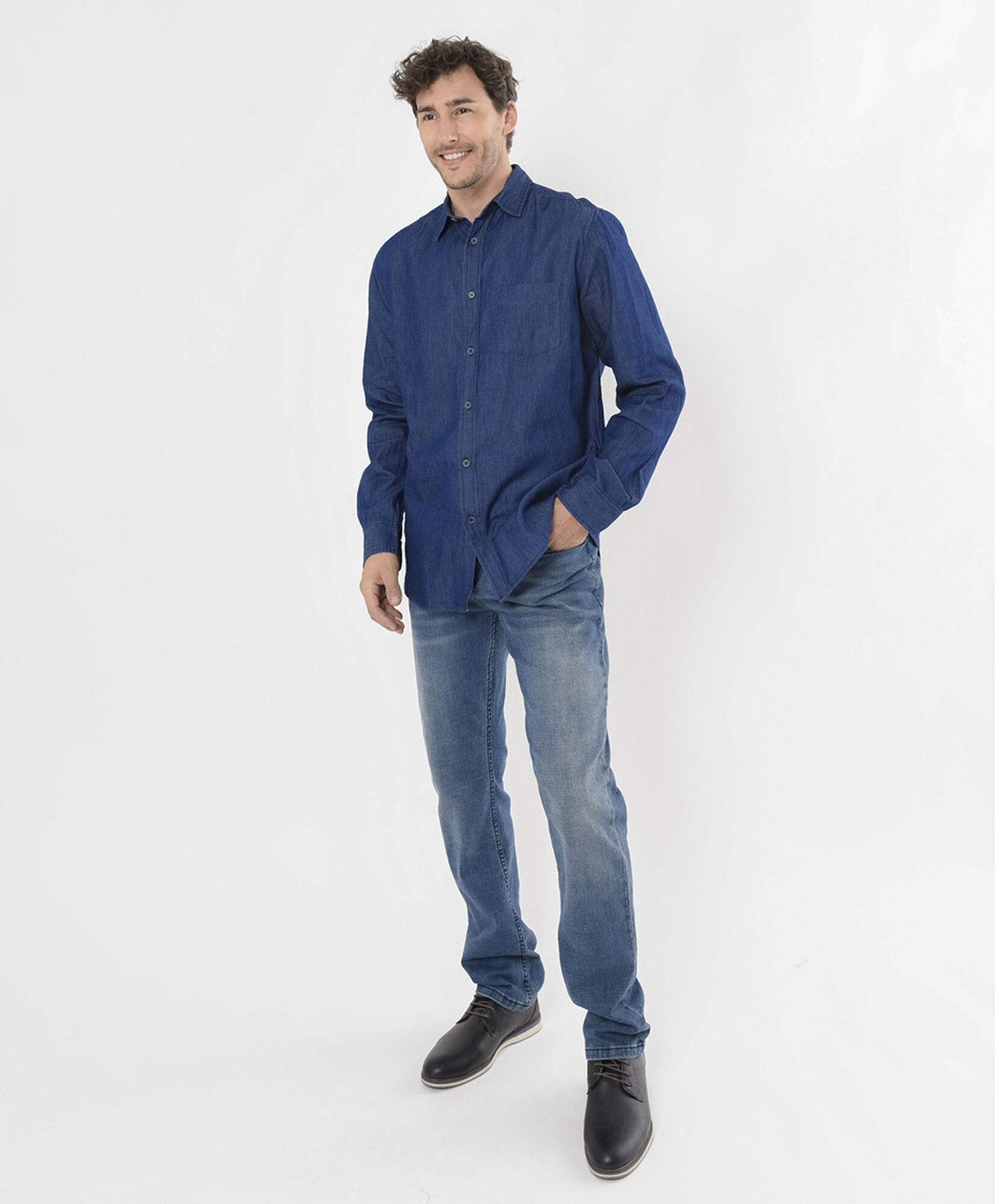 Camisa hombre denim manga larga Camisa hombre denim manga larga