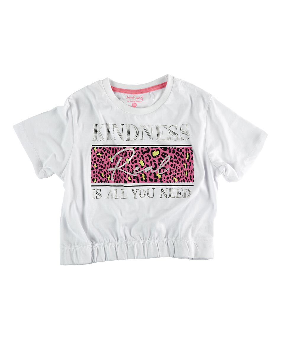 Polera ni&ntilde;a el&aacute;stico manga corta