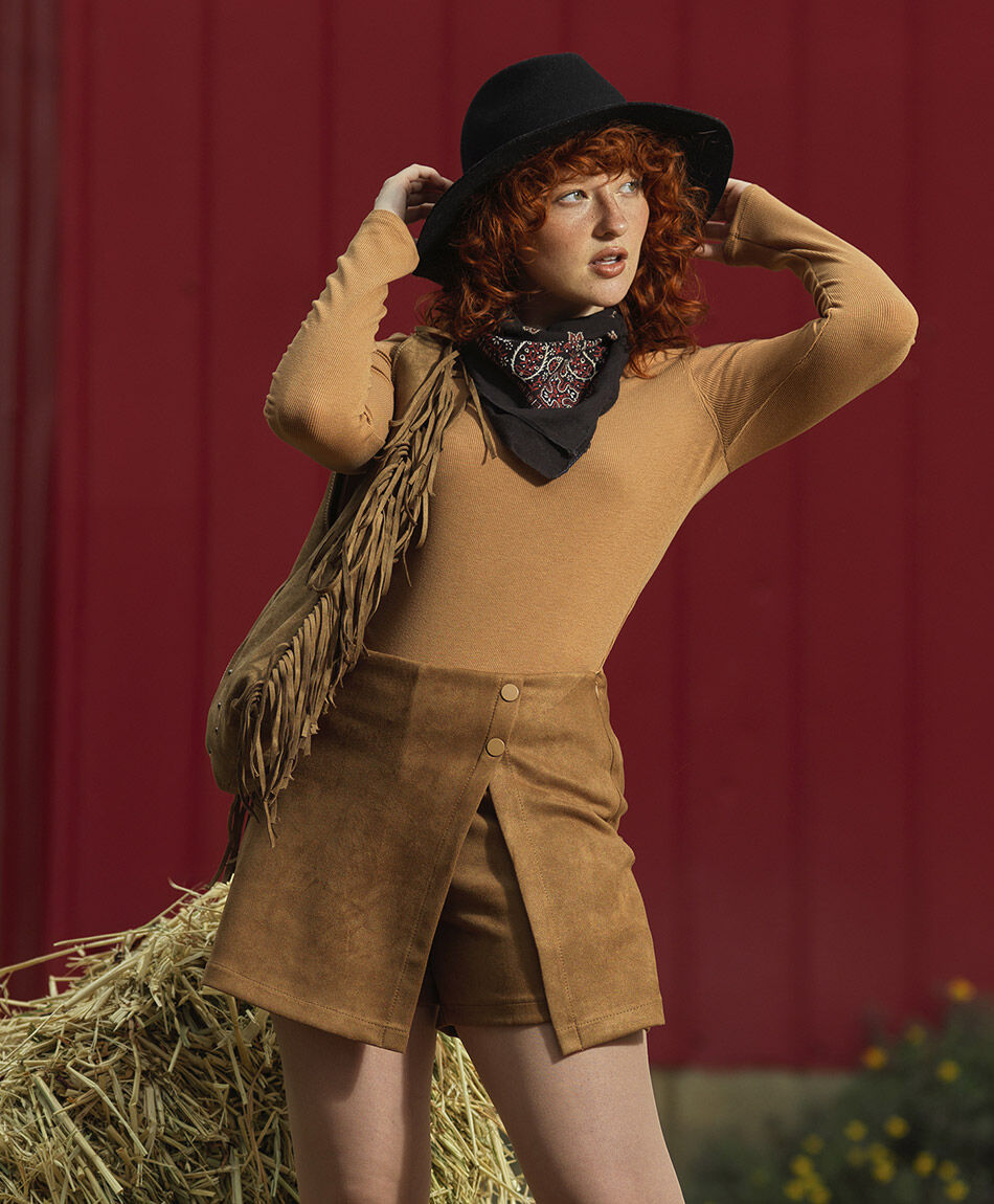 Mini falda  suede sarong corte lateral