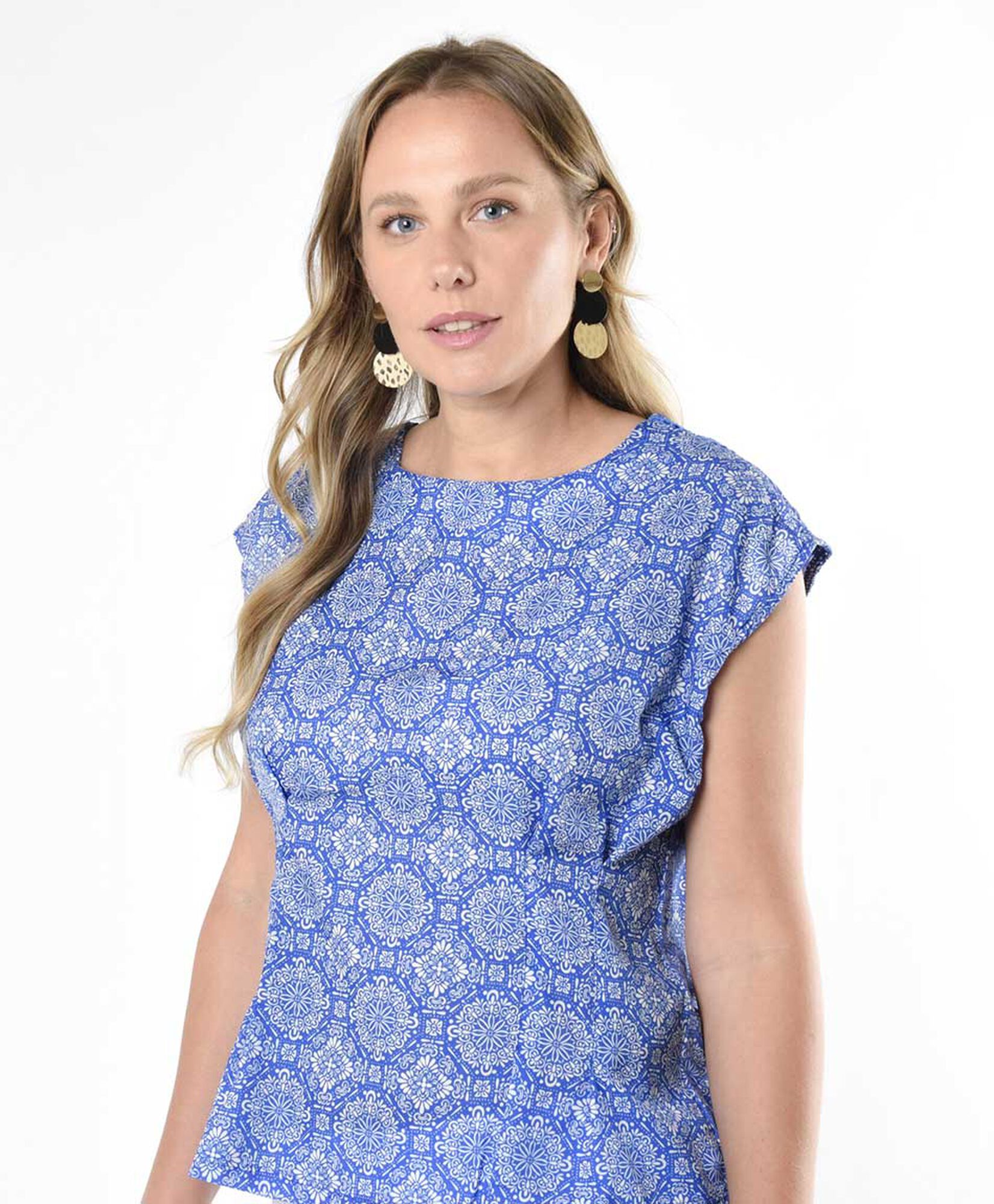 Polera mujer print mini manga Polera mujer print mini manga