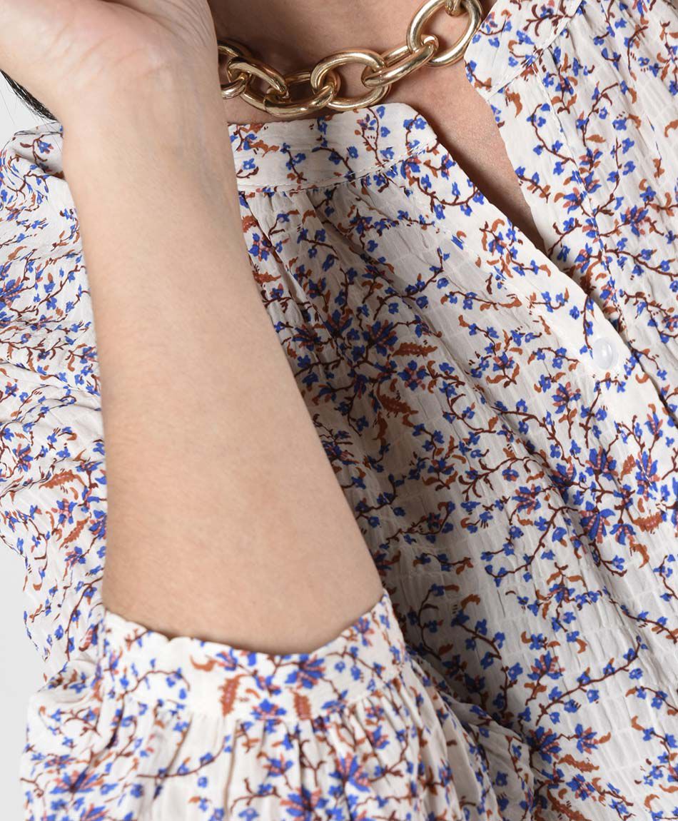 Blusa mujer florcitas corrugada