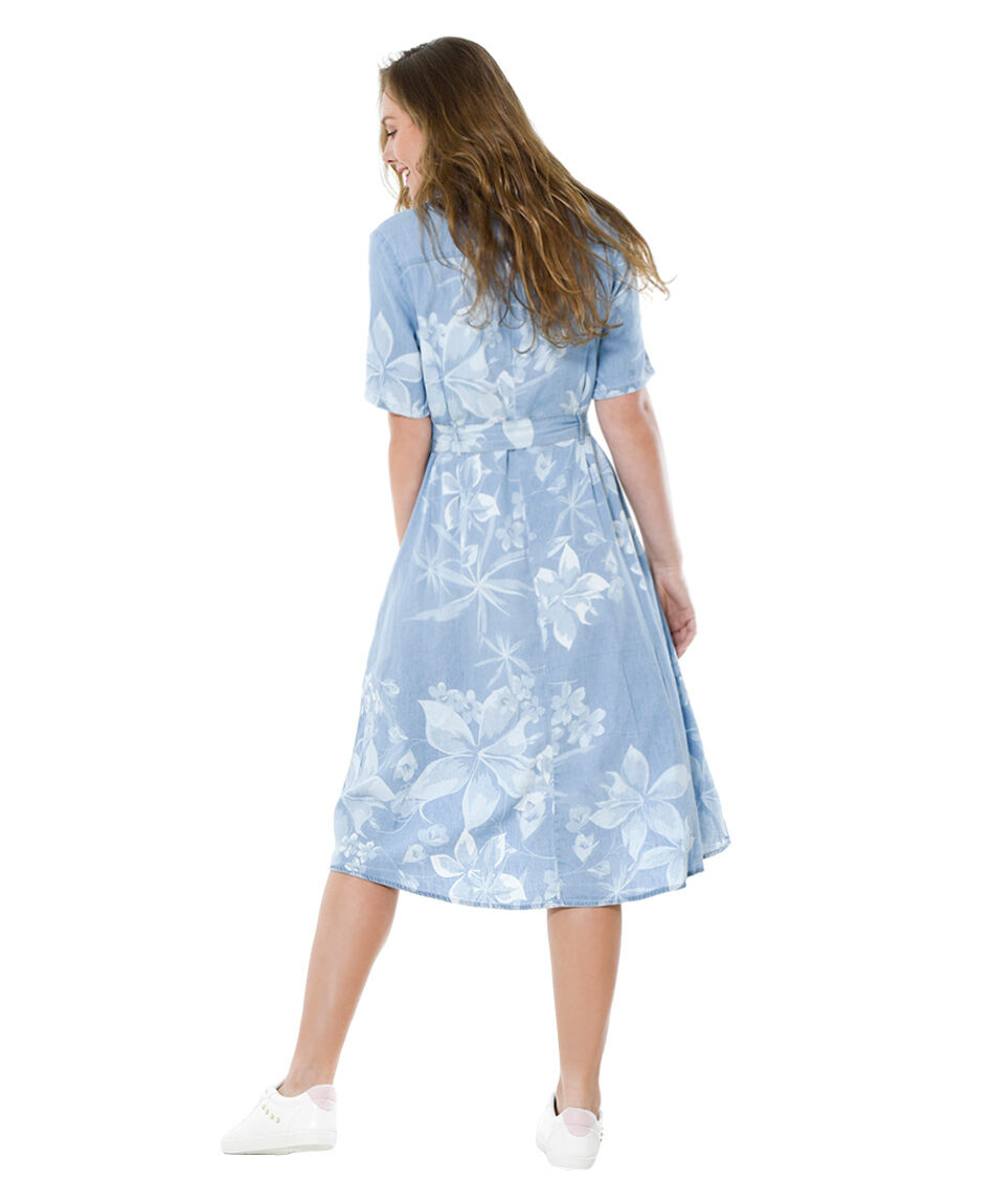 Vestido light denim estampado