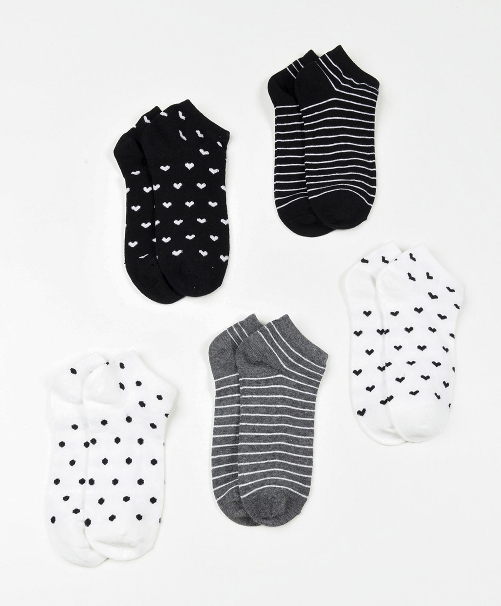 Pack 5 calcetines mujer corazones y líneas Pack 5 calcetines mujer corazones y líneas