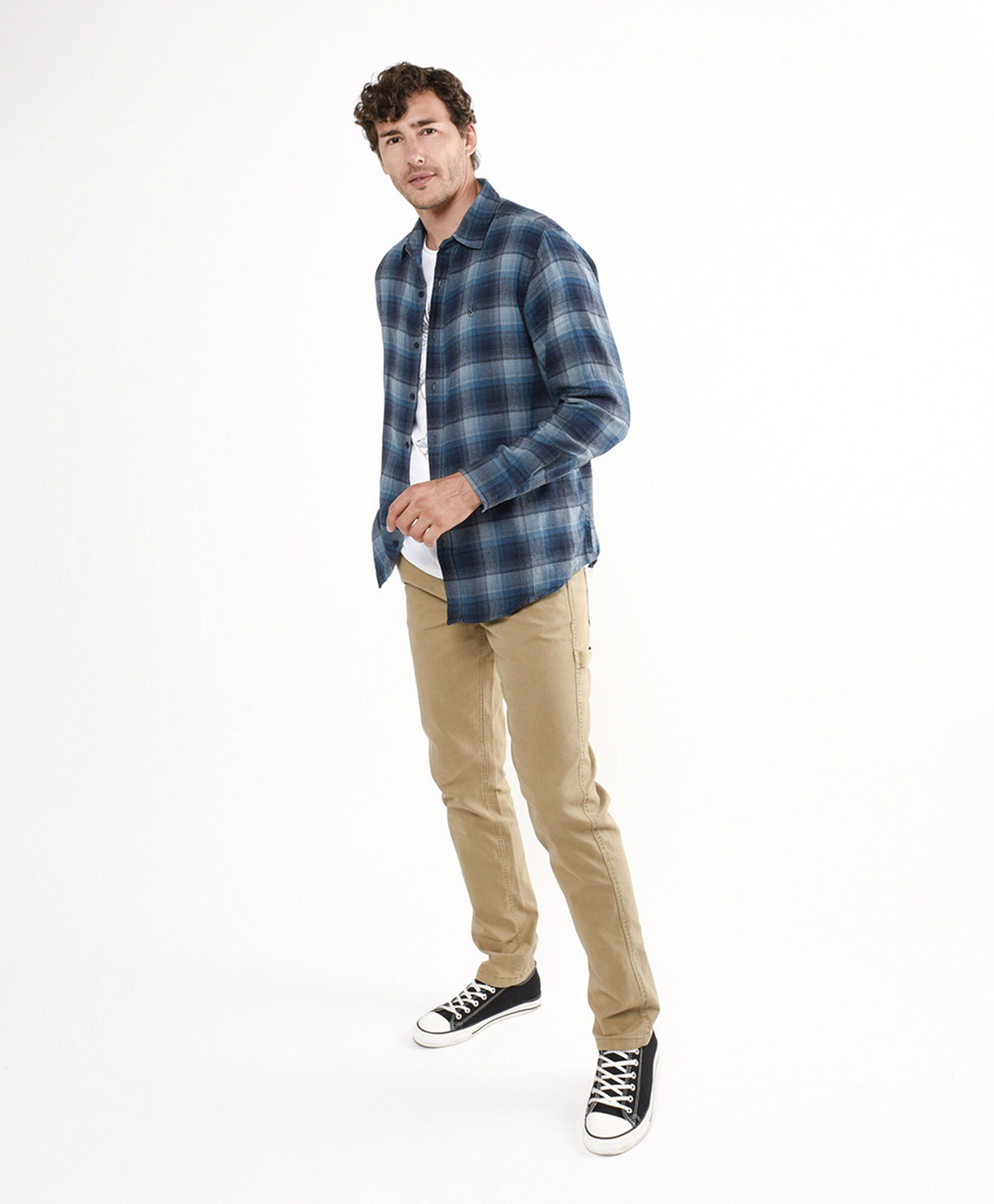 Camisa hombre cuadrillé celeste Camisa hombre cuadrillé celeste