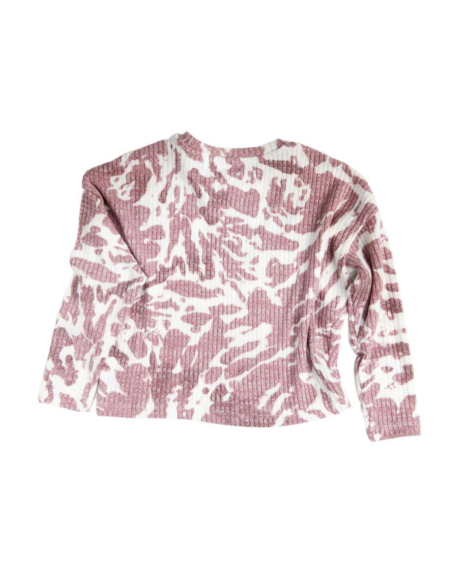 Sweater ni&ntilde;a tie-dye acanalado cuello redondo