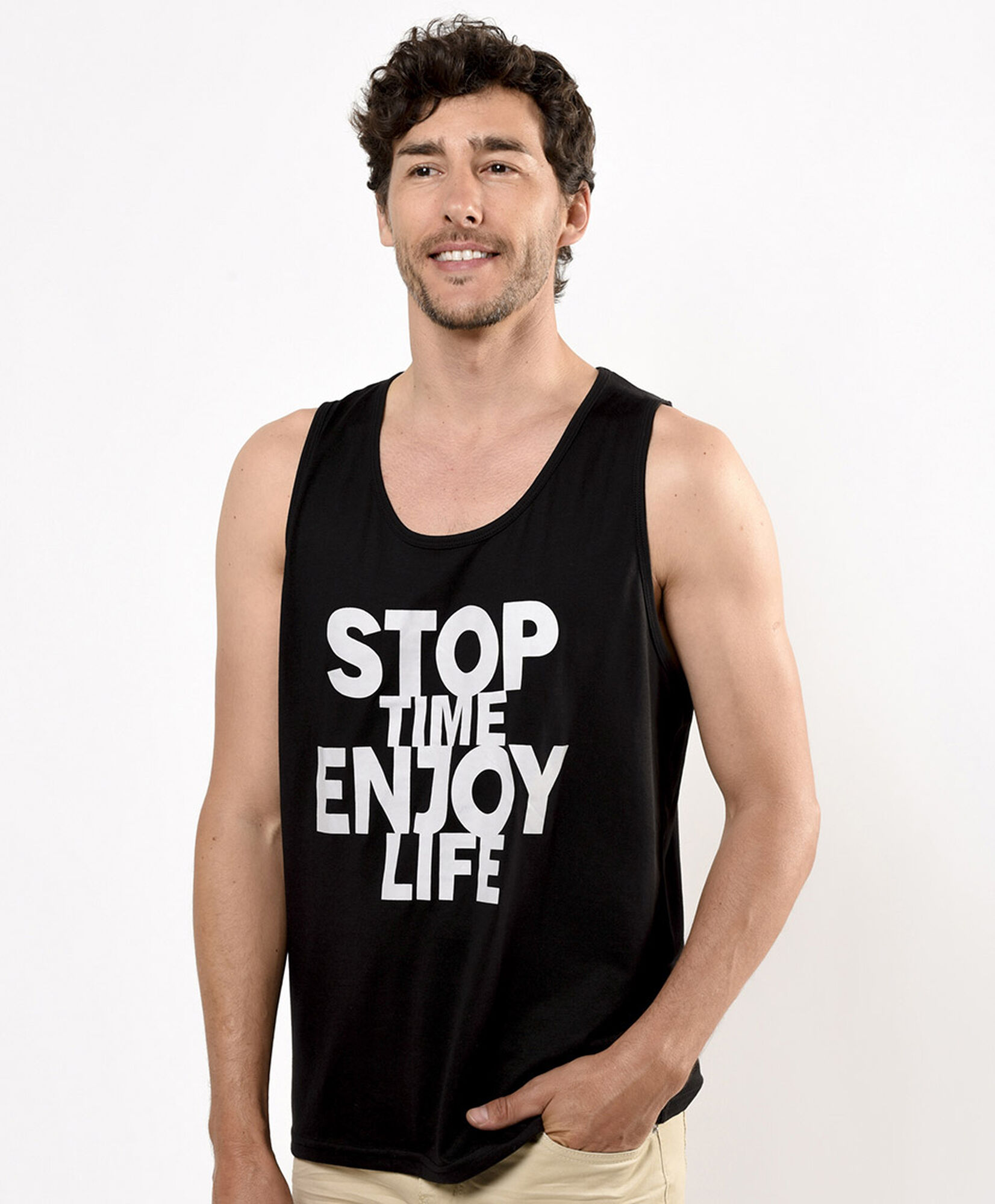 Polera hombre frase sin mangas Polera hombre frase sin mangas