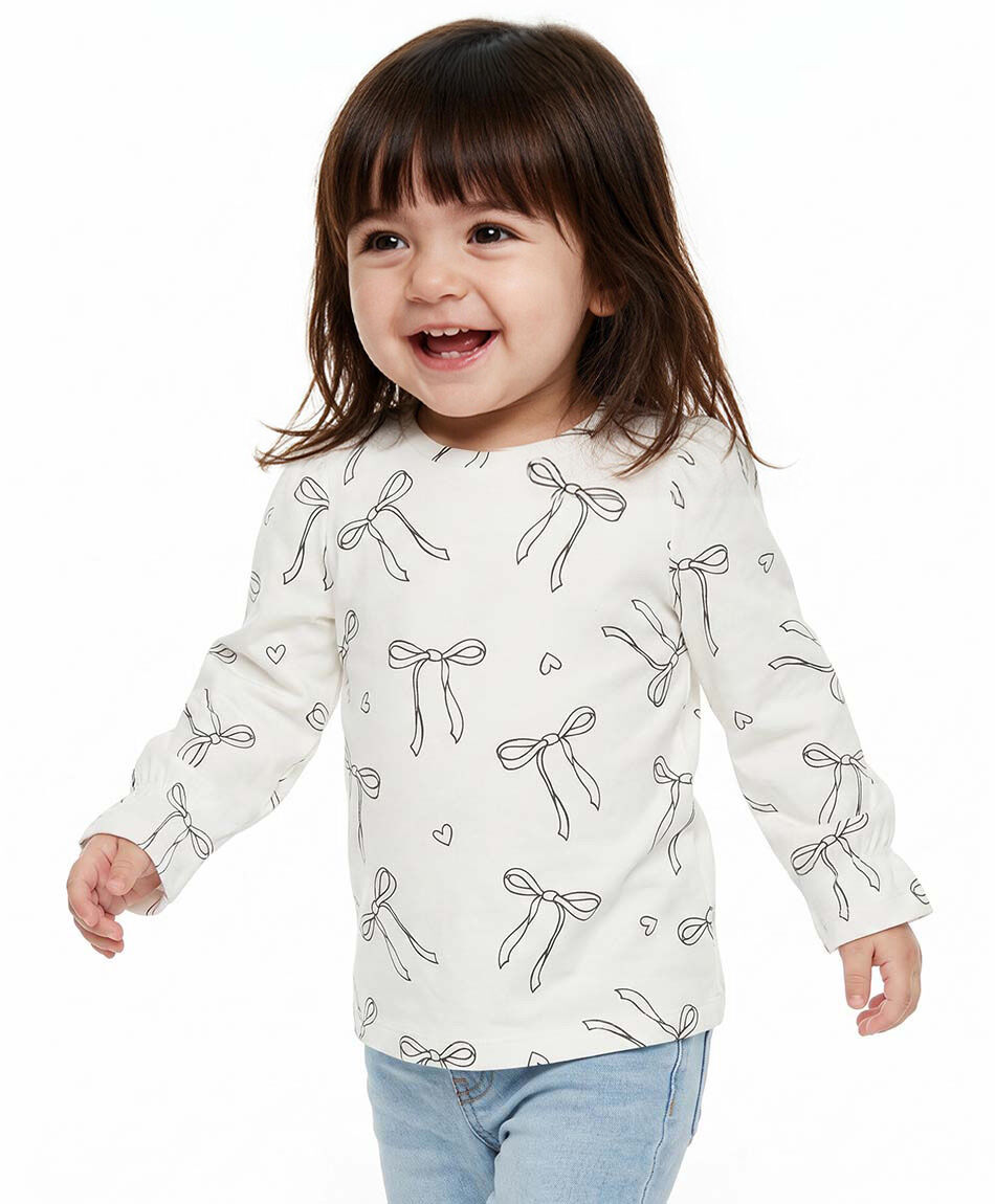 Polera beb&eacute; manga larga cintas