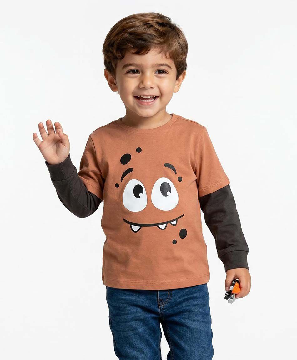 Polera beb&eacute; estampado carita