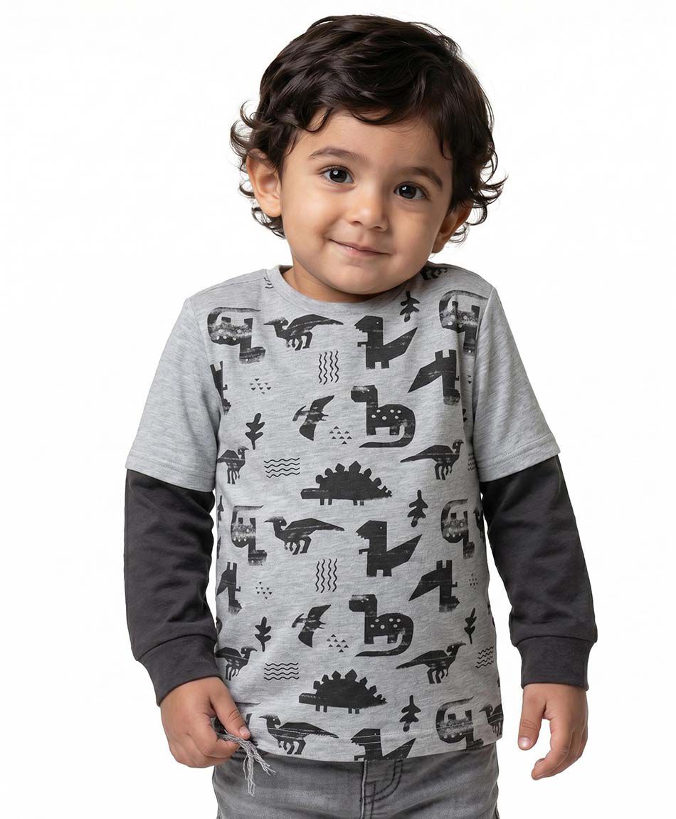 Polera beb&eacute; manga larga dinosaurios
