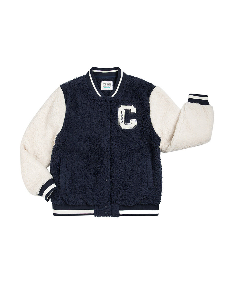 Chaqueta ni&ntilde;o letra c sherpas blue