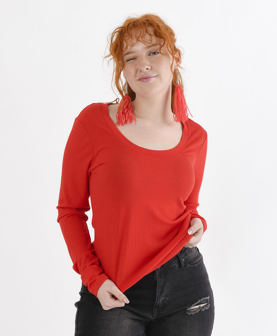 Polera mujer acanalada
