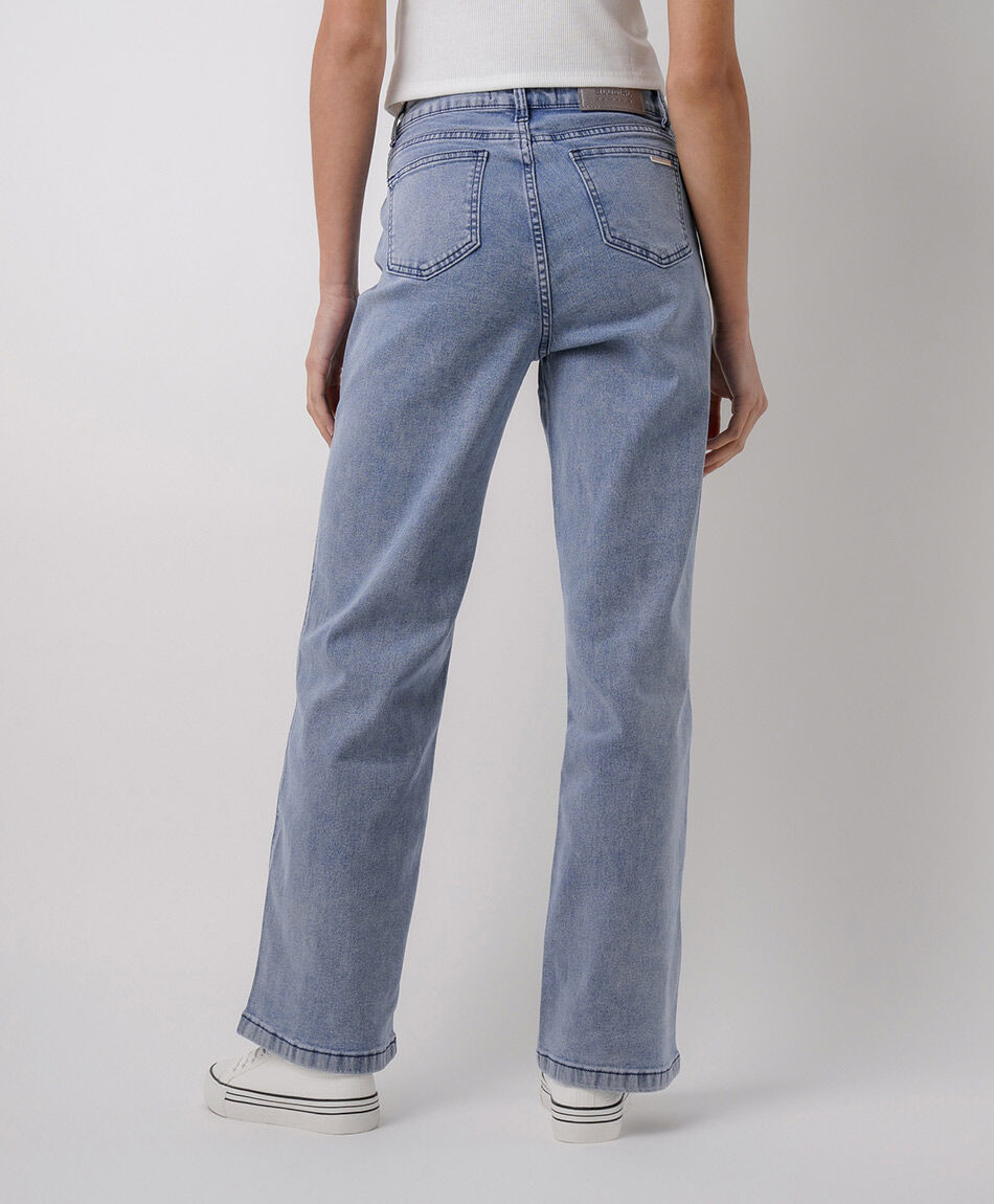 Jeans mujer straight tachas laterales
