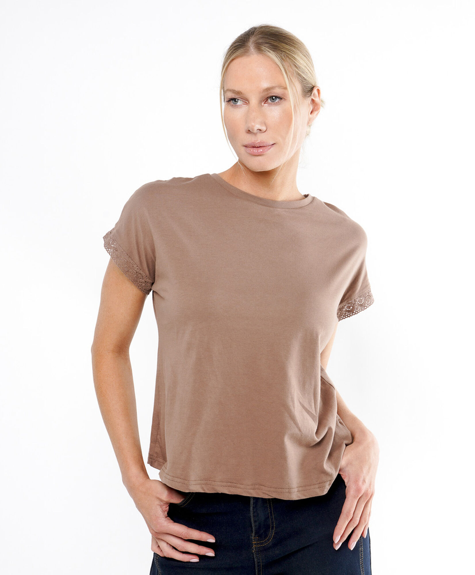 Polera mujer manga encaje Polera mujer manga encaje