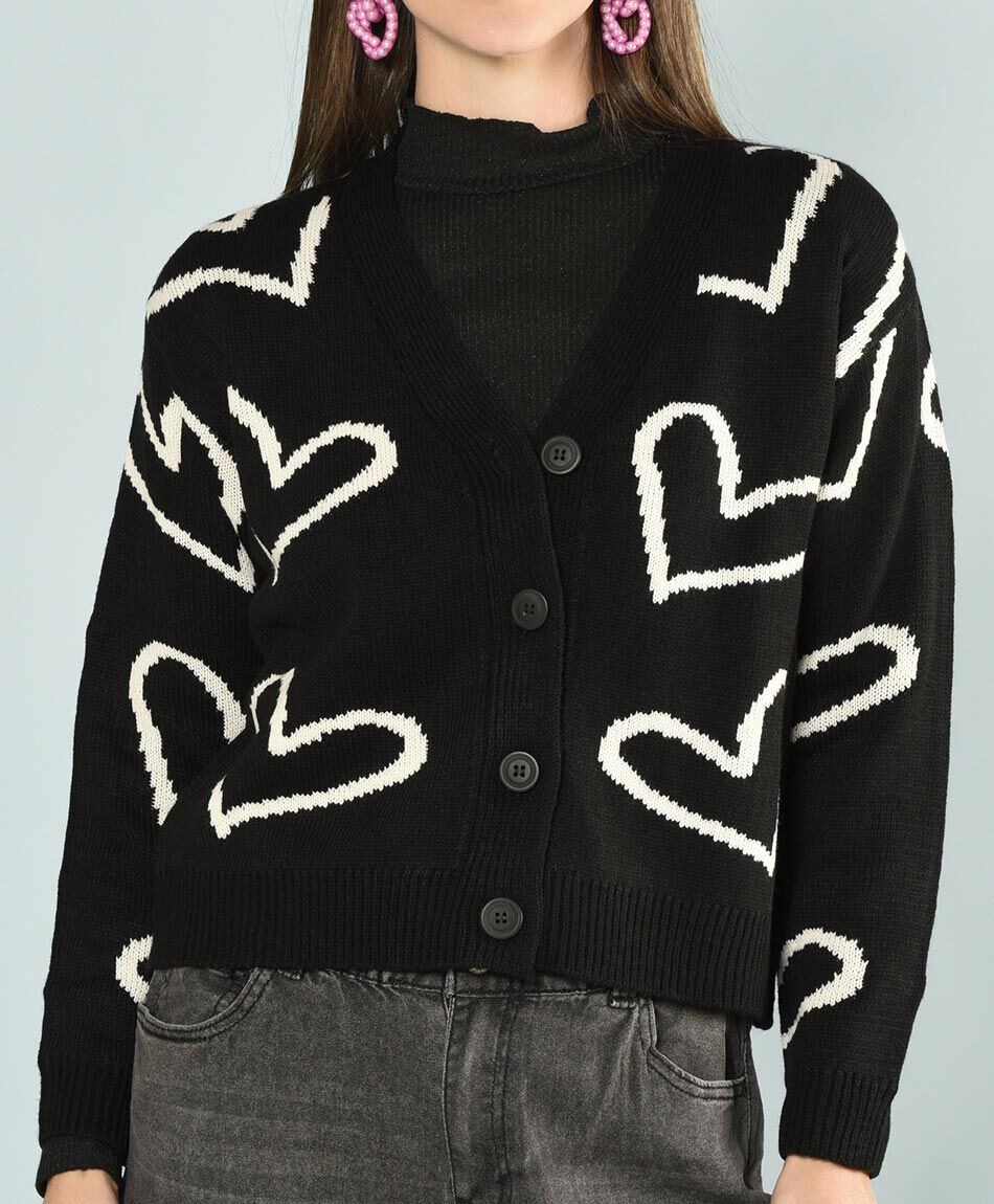 Cardigan jacquard corazon