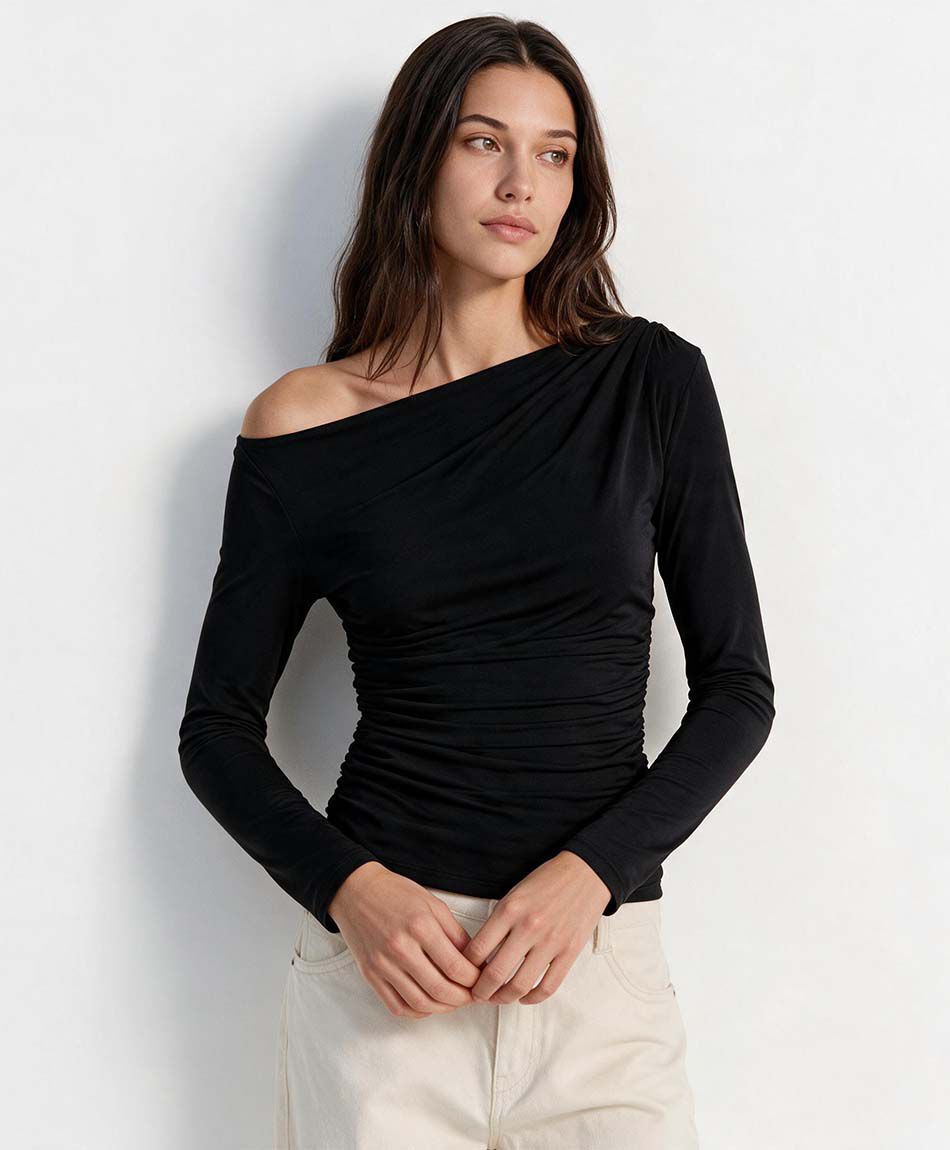 Polera mujer drapeada