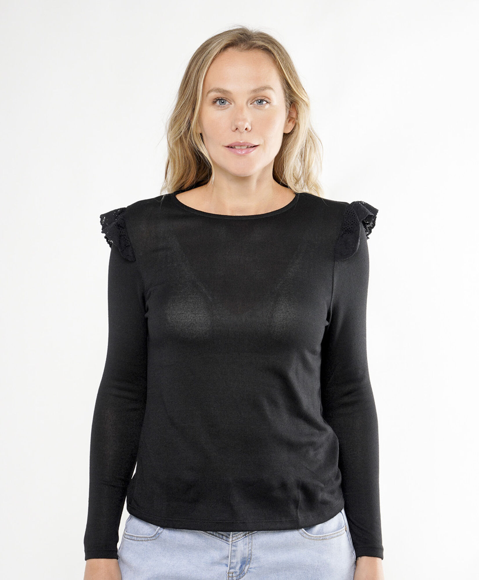 Polera mujer vuelitos hombros Polera mujer vuelitos hombros
